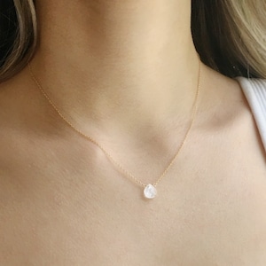Dainty Moonstone Necklace, Moonstone Jewelry, June Birthstone Necklace, Bridesmaid Gifts, Gift for Her June Birthday, Minimalist Necklace image 1