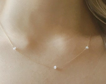 Dainty Gold Opal Necklace, Opal Bead Necklace, October Birthstone Necklace