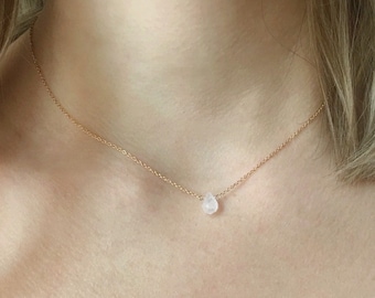 June Birthstone Necklace, Minimalist Moonstone Necklace, Dainty Moonstone Jewelry, Tiny Moonstone Pendant