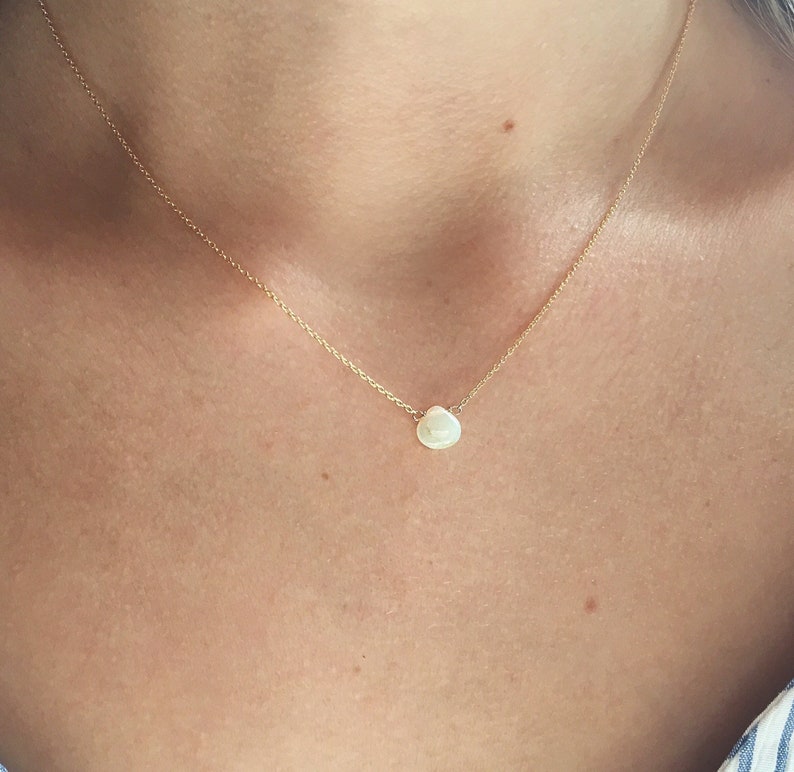 Genuine Opal Necklace, Gold Opal Jewelry, White Opal Necklace, Opal Jewelry for Women, October Birthstone Necklace, Gemstone Necklace image 1