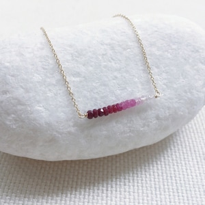 Ombre Ruby Necklace, July Birthstone Necklace, Dainty Gold Ruby Necklace, Minimalist Ruby Jewelry image 3
