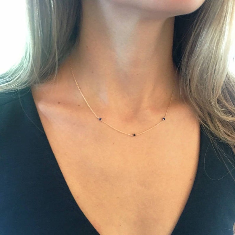 Sapphire Necklace, Gold Sapphire Necklace, Dainty Necklace, BIrthstone Necklace, Minimalist Necklace, Delicate Necklace, Layered Necklace 
