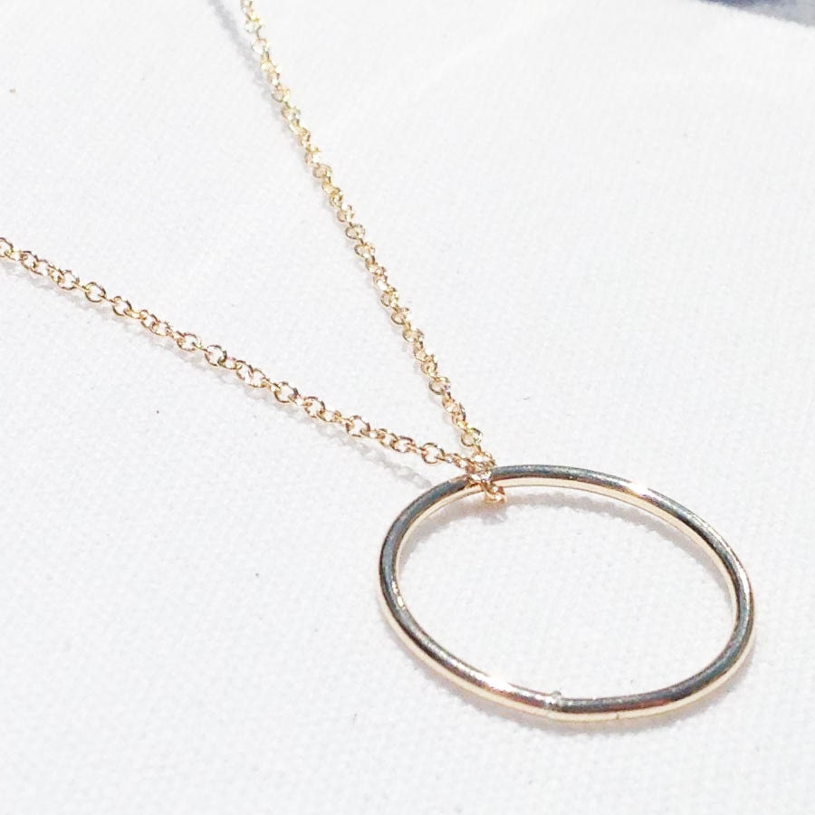 Gold Circle Necklace 14k Gold Filled Simple Gold Necklace Etsy