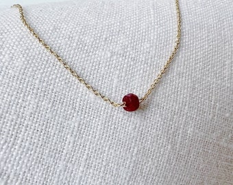 Genuine Ruby Necklace, Real Ruby Necklace, Ruby Necklace, Dainty Ruby Necklace, July Birthstone Necklace