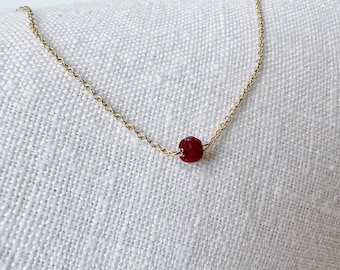 Genuine Ruby Necklace, Real Ruby Necklace, Ruby Necklace, Dainty Ruby Necklace, July Birthstone Necklace