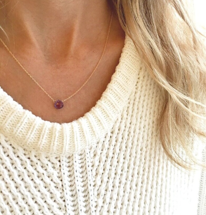 Amethyst Necklace, Dainty Amethyst Jewelry, Amethyst Crystal Necklace, February Birthstone Necklace, Dainty Necklace image 1