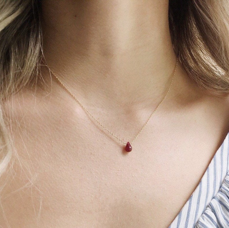 Ruby Necklace, Minimalist Necklace, Everyday Necklace, Gemstone Necklace, Dainty Necklace, Simple Necklace 