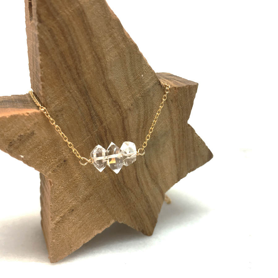 Diamond Necklace Herkimer Diamond Gold Diamond April Etsy