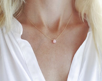 Opal Necklace, Pink Opal Necklace, Opal Jewelry, Minimalist Necklace, Dainty Necklace