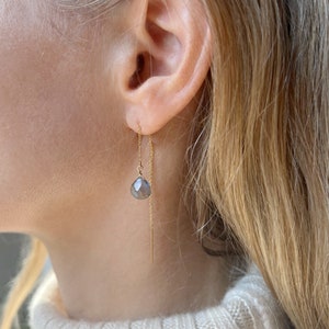 Labradorite Earrings Dangle, Silver Labradorite Earrings, Gold Labradorite Thread Earrings image 1