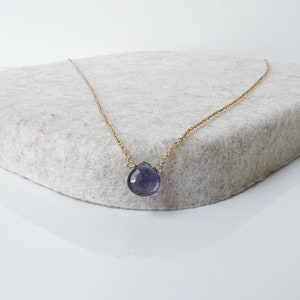 Dainty Iolite necklace, Iolite Pendant, Minimalist Iolite Jewelry, September Birthstone Necklace, Genuine Iolite Necklace in Silver