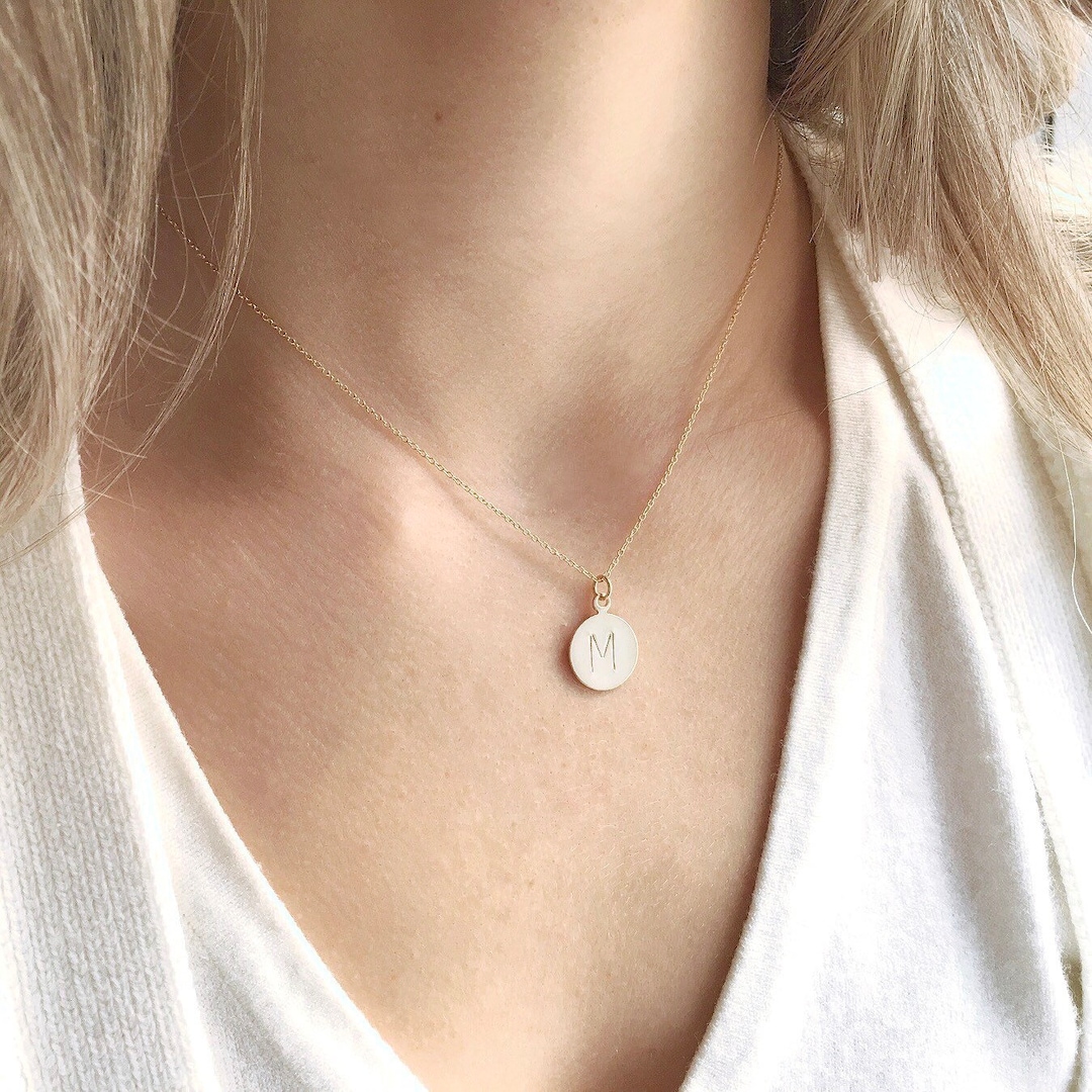 Gold Initial Necklace Initial Pendant Necklace Minimalist - Etsy