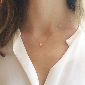 Sierlijke echte citrienketting, geboortesteenketting november, cadeaus bruidsmeisje, cadeau voor haar verjaardag november, minimalistische ketting