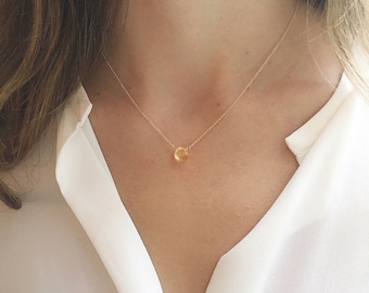 Dainty Genuine Citrine Necklace, November Birthstone Necklace, Bridesmaid Gifts, Gift for Her November Birthday, Minimalist Necklace