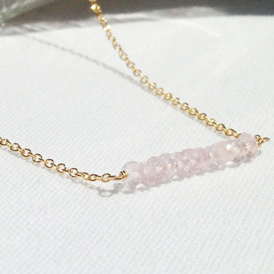 ブレスレット LESS IS MORE rose gemstone necklace Dainty Rose Quartz Pendant Necklace, Sterling Silver 14k