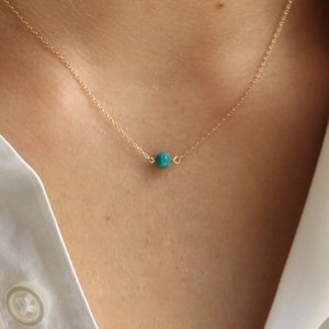 Tiny Turquoise Necklace, Turquoise Jewelry, Turquoise Necklace Bead, December Birthstone Necklace image 5