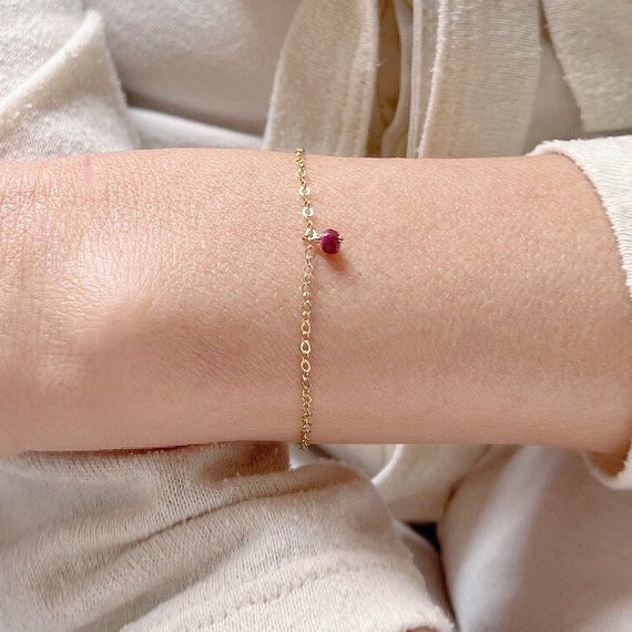 Natural Ruby Bracelet With Diamonds, 14K Gold Bracelet, Red Gift, Genuine -  Yahoo Shopping