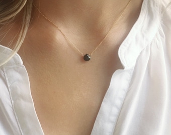 Black Garnet Necklace, Gold Black Garnet Jewelry, January Birthstone Necklace, Dainty Necklace, Bridesmaid Gifts, Graduation Gift