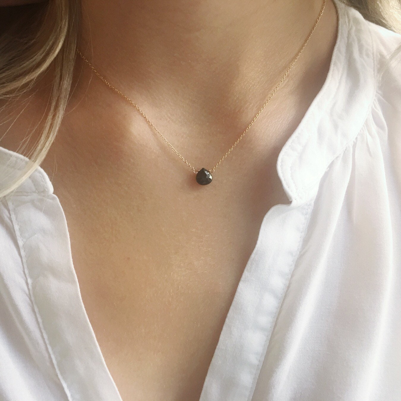 Black Necklace Gold Black Necklace Black Etsy