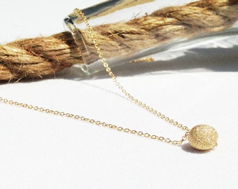 Gold Necklace - Gold Ball - 14k Gold Filled - Dainty Necklace - Delicate - Sparkle Ball Necklace - Everyday Necklace - Stardust ball
