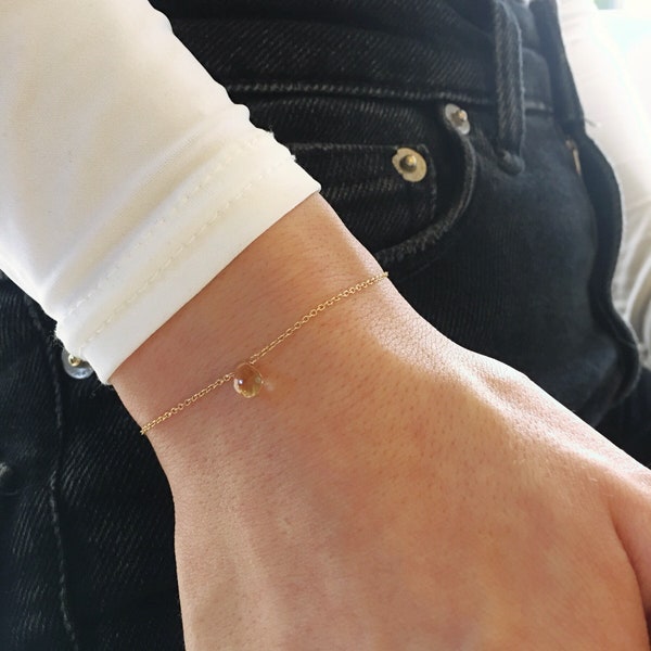 Dainty Citrine Bracelet, Citrine Bracelet, Citrine Teardrop Bracelet, Citrine Birthstone Bracelet, Gift For Her