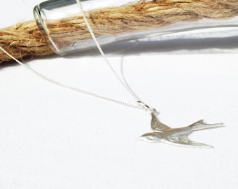 Sparrow Necklace - Silver Swallow Necklace - Sterling Silver - Dainty Necklace - Layering Necklace - Charm Necklace - Bird