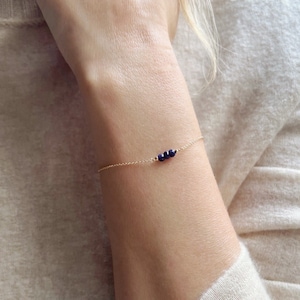 Blue Sapphire Bracelet, Gold Sapphire Bracelet, September Birthstone Jewelry,  Dainty Gold Bracelet
