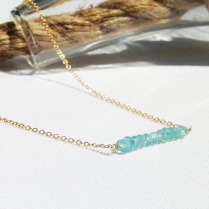 Apatite Necklace - Gold Apatite Necklace - Bar Necklace - 14k Gold FIlled - Dainty Necklace