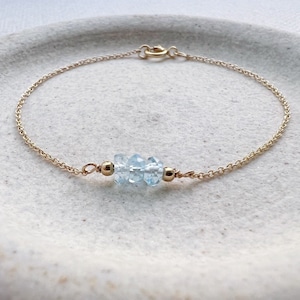 Dainty Aquamarine Bracelet, Aquamarine Jewelry, Aquamarine Bracelet for Women, March Birthstone Bracelet, Dainty Gold Bracelet