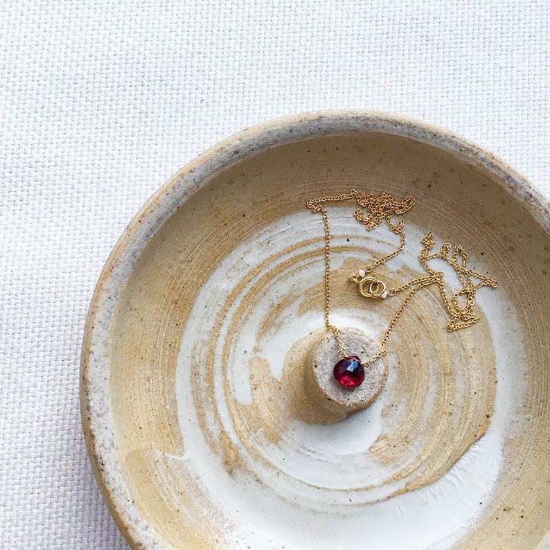 Dainty Garnet Necklace, Minimalist Garnet Jewelry, January Birthstone Necklace image 4
