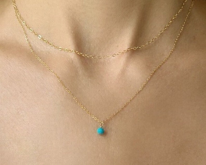 Gold Turquoise Necklace, Turquoise Necklace For Women, Turquoise Layered Necklace Set, Turquoise Necklace, Turquoise Pendant Necklace image 7