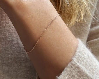 Gold Thin Bracelet, Dainty Gold Chain Bracelet, Delicate Gold Bracelet, Simple Gold Chain Bracelet, Layering Bracelet, Ultra Dainty