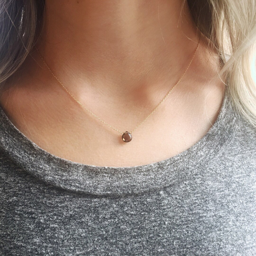 Smoky Quartz Necklace, Simple Gemstone Necklace, Smokey Quartz Necklace ...