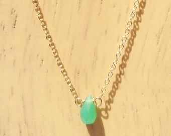 Gold Aventurine Necklace - 14k Gold filled - Aventurine Quartz Necklace - Dainty Necklace - Green Stone