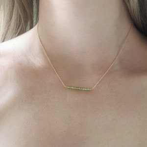 Dainty Peridot Necklace, August Birthstone Necklace, Peridot Birthstone Jewelry, Peridot Beaded Necklace, Dainty Gold Necklace