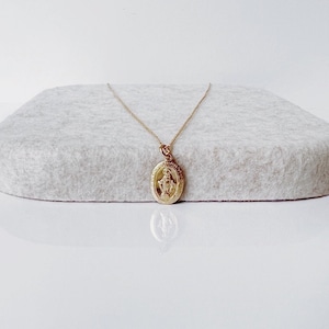 Mary Necklace, Mother Mary Necklace, Silver Mary Necklace, Dainty Gold Necklace