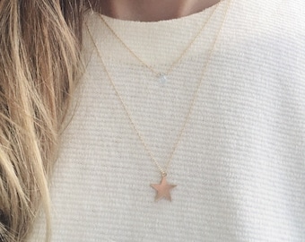 Star Necklace, Charm Necklace, Gold Star Necklace, Layering Necklace