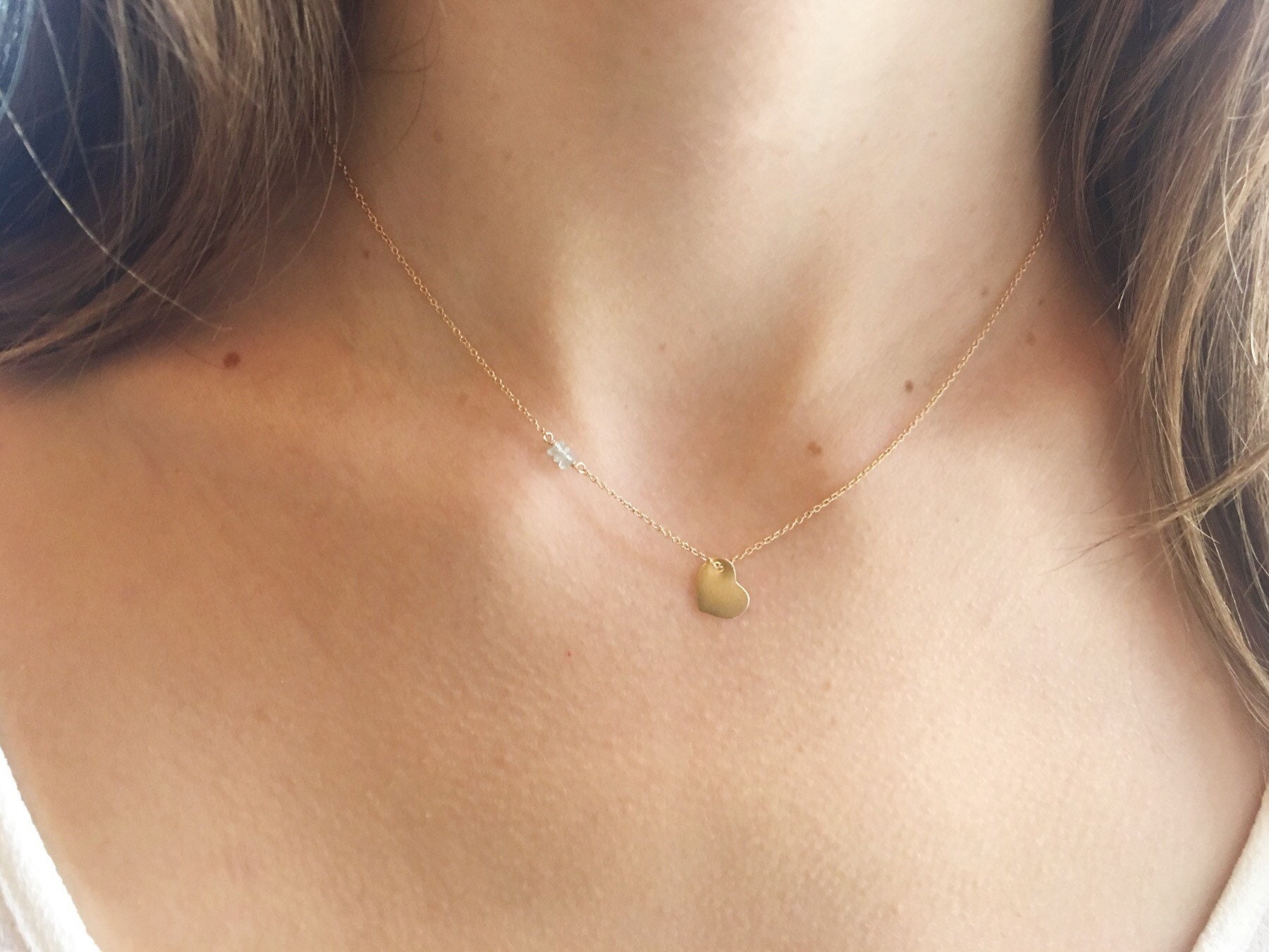 Heart Charm Necklace Gold Heart 