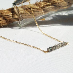 Labradorite Necklace - Gold Labradorite Necklace - Bar Necklace - horizontal bar