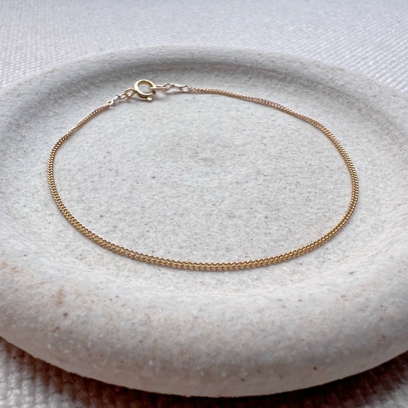 Dainty Chain Bracelet, Curb Chain Bracelet, Gold Curb Chain, Simple Gold Chain Bracelet, Thin Chain Bracelet, Delicate Bracelet image 4