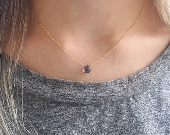 Dainty Iolite necklace, Minimalist Iolite Jewelry, September Birthstone Necklace