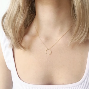 Karmaketting, eeuwigheidsketting, eenvoudige gouden ketting, gouden cirkelketting, zilveren ringketting, sierlijke ketting