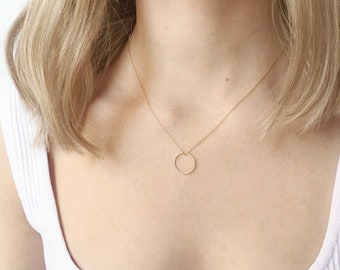 Gold Circle Necklace - 14k Gold Filled - Simple Gold Necklace - Infinity Necklace - Ring Necklace - Dainty Necklace - Bridesmaid Necklace