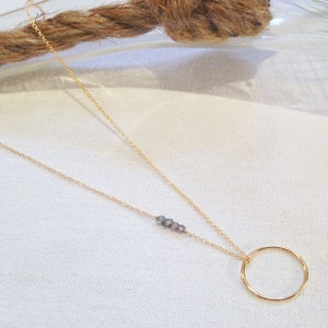 Labradorite Necklace Circle Necklace Gold Filled Labradorite Necklace Tiny gemstone image 2