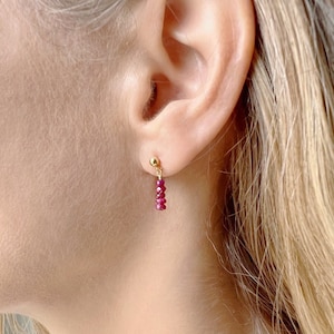 Ruby Earrings, Birthstone Earrings for Mom, Ruby Stud Earrings, Gold Stud Earrings for Women, Gemstone Stud Earrings, Minimalist Earrings