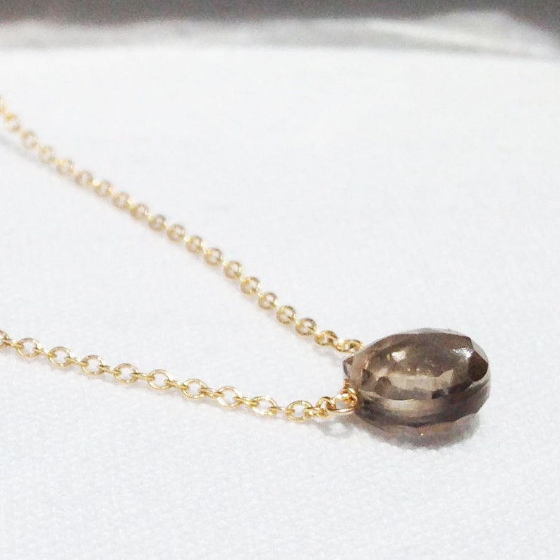 Smoky Quartz Necklace, Simple Gemstone Necklace, Smokey Quartz Necklace, Crystal Necklace, Minimalist Necklace, Gold Necklace, Silver image 3