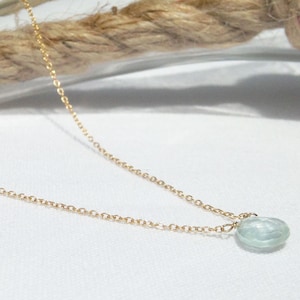 Minimalist Aquamarine Necklace, Dainty Aquamarine Jewelry, Necklaces for Women, March Birthstone Necklace, Simple Gemstone Necklace image 4