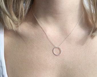 Silver Circle Necklace - Sterling Silver - Simple Silver Necklace - Infinity Necklace - Ring - Dainty Necklace - Bridesmaid Necklace