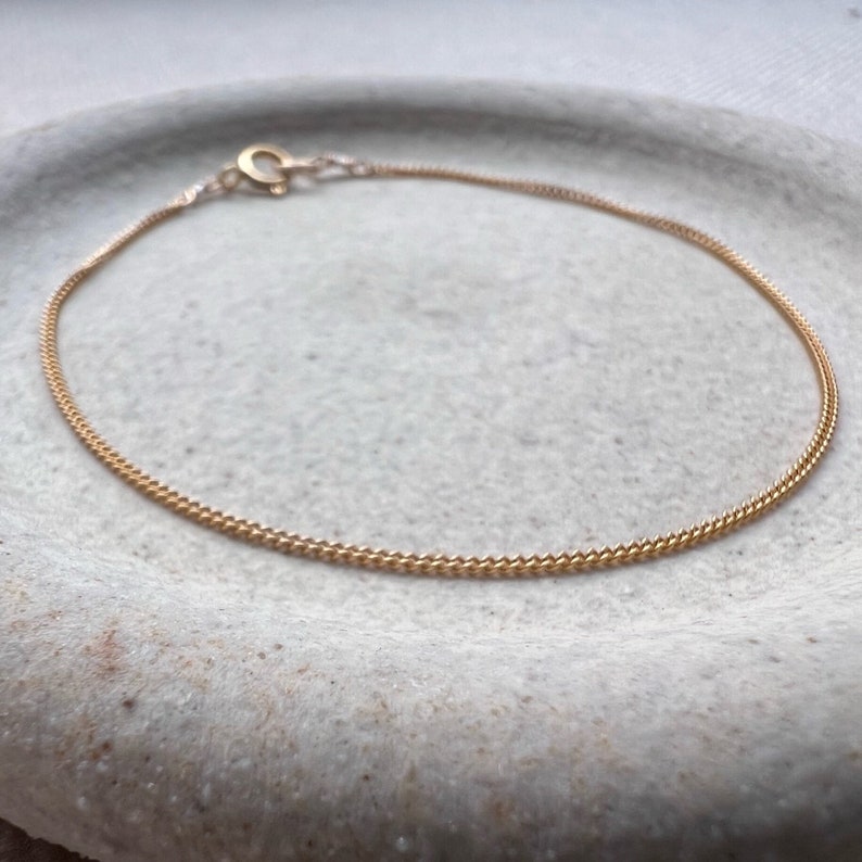 Dainty Chain Bracelet, Curb Chain Bracelet, Gold Curb Chain, Simple Gold Chain Bracelet, Thin Chain Bracelet, Delicate Bracelet image 2