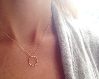 Gold Circle Necklace, Minimal Necklace, Simple Gold Necklace, Infinity Necklace, Ring Necklace, Dainty Necklace, Layered Necklace